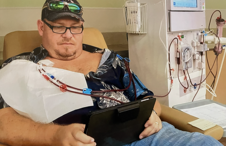 Ryan Pendergraft during dialysis